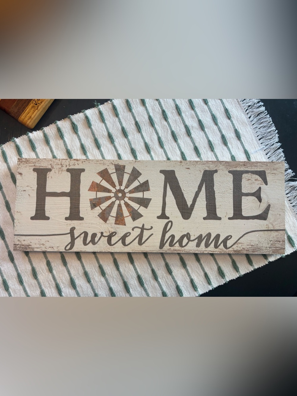 Home Sweet Home Rustic Wall Sign - Cream and Brown